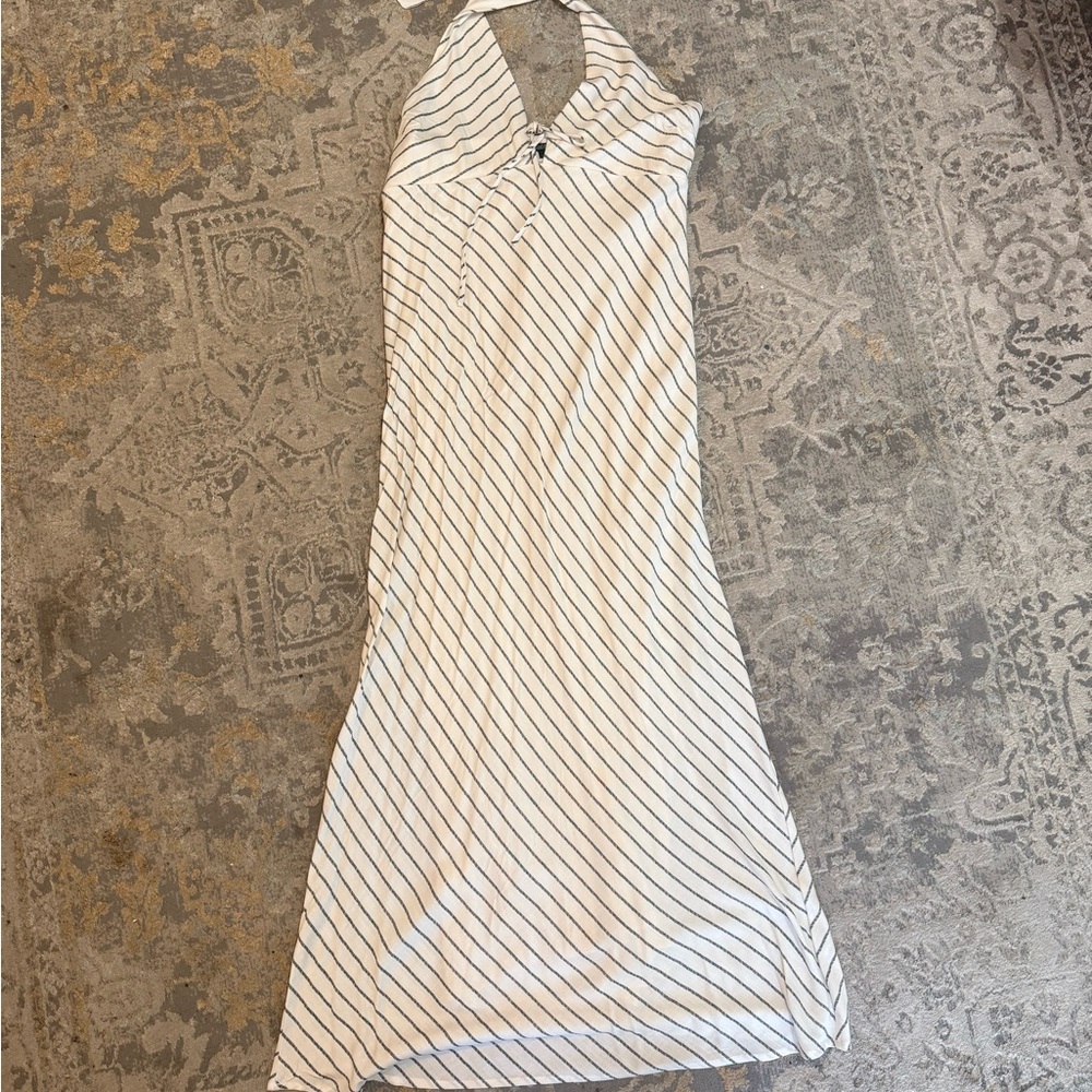 Black Striped Halter Maxi Dress